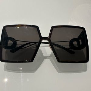 Christian Dior black tortoise  square sunglasses